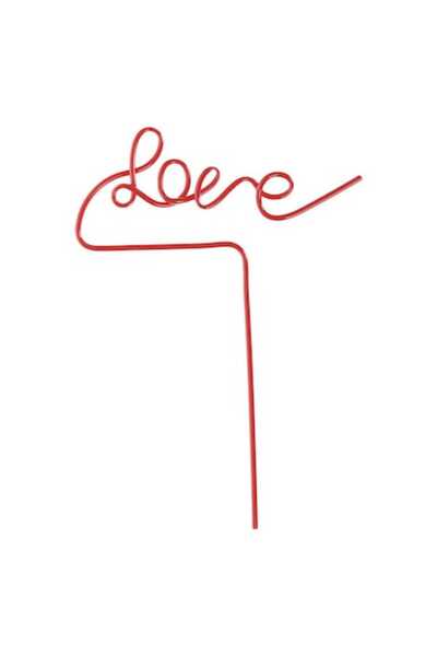 SHOPIENS Reusable Plastic Straw Shopiens®, Spiral Red Message Love