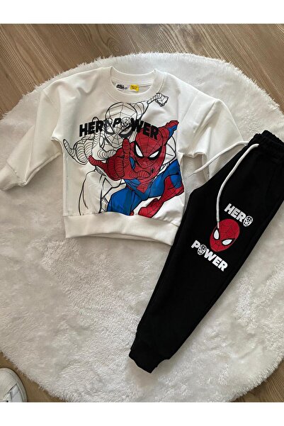 cgboutiquestylekids Spider-Man Blackwhite 2 Thread Fabric Boys' Bottom Top Se...