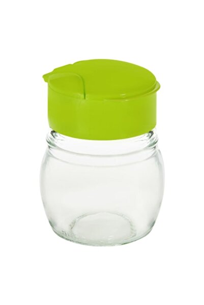 SHOPIENS Transparent Glass Salt Shaker Shopiens®, with Green Plastic Cap, 70 ml