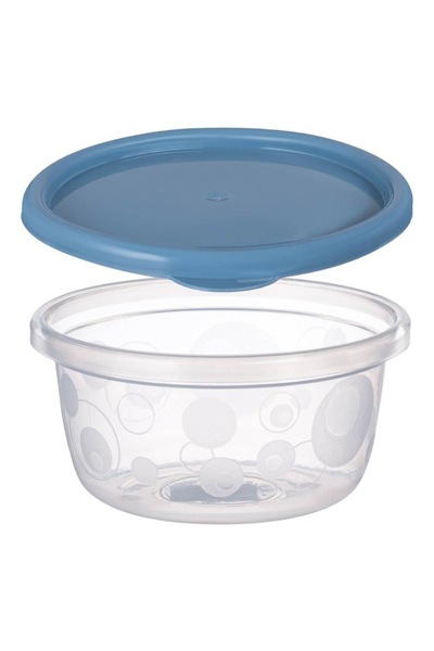 SHOPIENS Set of 3 transparent food containers with blue Shopiens® lid, with airtight closure, 250 ml