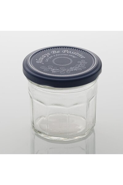 SHOPIENS Glass jar with blue metallic lid and message 'Always be Positive' Shopiens®, 150 ml
