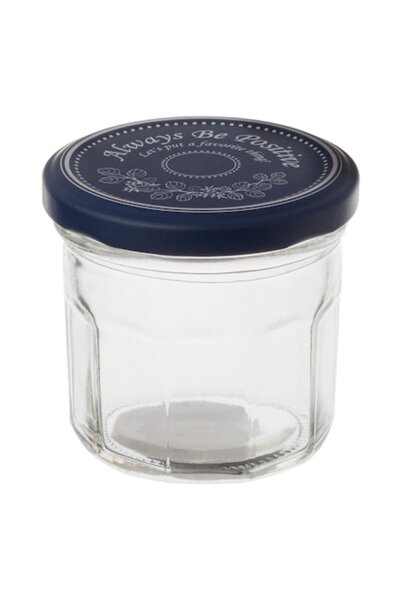 SHOPIENS Glass jar with blue metallic lid and message 'Always be Positive' Shopiens®, 150 ml