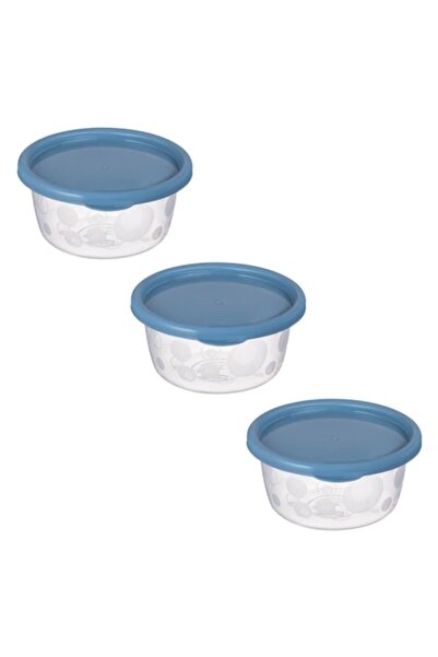 SHOPIENS Set of 3 transparent food containers with blue Shopiens® lid, with airtight closure, 250 ml