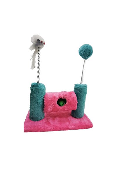 Doty Cat play set, tower type, with mouse, ball and ball with bell, 30x24 cm, pink/turquoise