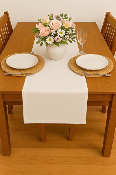 S&R Runner Stain Resistant Linen Tablecloth 45X160 cm White