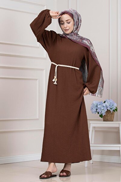 Sevitli Φόρεμα βροχής με στρογγυλή λαιμόκοψη-Καφέ