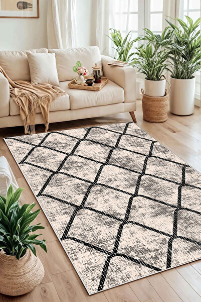 df home Salon Halısı Mutfak halısı Yolluk Geometrik İskandinav Eskitmeli Diji...
