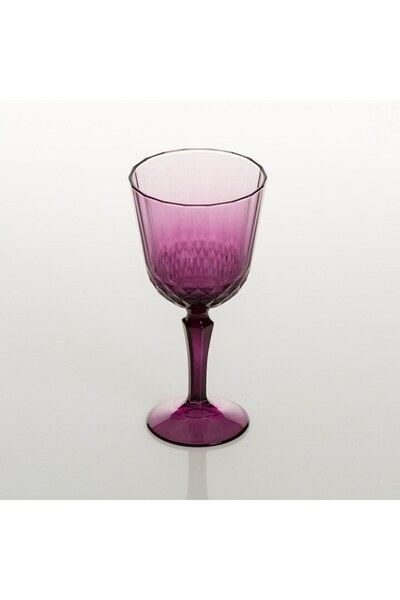 SHOPIENS Wine glass Shopiens®, purple glass with stem, embossed stripe and diamond pattern, 310 ml