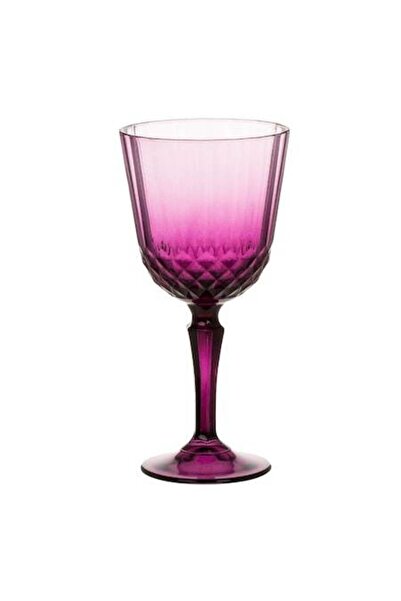 SHOPIENS Wine glass Shopiens®, purple glass with stem, embossed stripe and diamond pattern, 310 ml