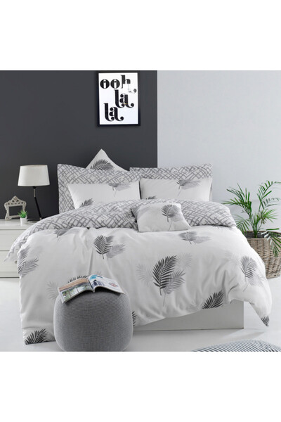 Eponj Home Bedding , 65% cotton, 35% poly, 3 pc, Duvet 200x220, Pillow 50x70x2, Gray/white