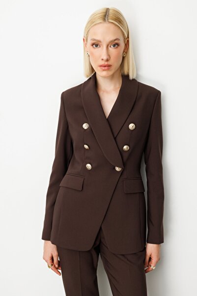 Ekol Double Breasted Collar Cover Pocket Jacket