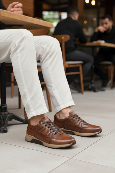 Fosco Tan Genuine Leather Men's Casual Shoes 2720-1 m