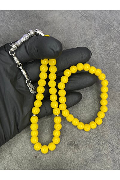 Mos Tespih Σετ χάντρες από κίτρινο γυαλί και βραχιόλι από φυσική πέτρα