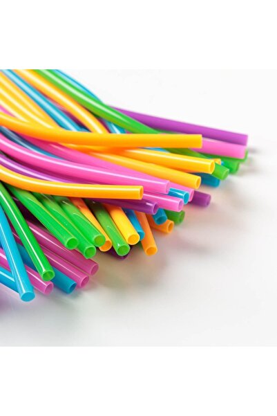 SHOPIENS Set 50 reusable plastic straws Shopiens®, colored, 5 x 210 mm