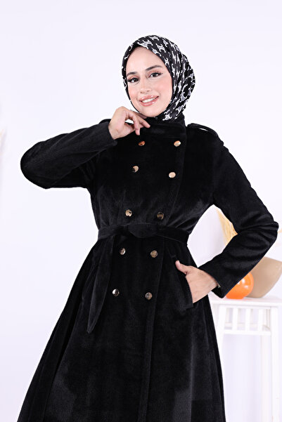Bym Fashion Snap Button Detail Coat 70035 Black