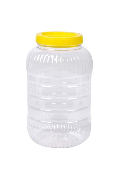 SHOPIENS Transparent Plastic Jar for Pickles with Yellow Lid Shopiens, 5 L