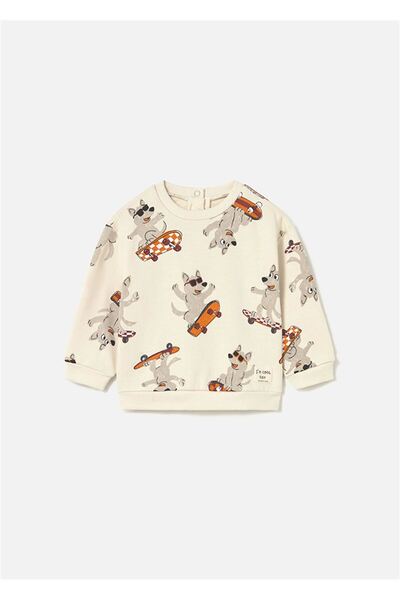 MAYORAL Erkek Bebek Baskılı Sweatshirt Krem 2417
