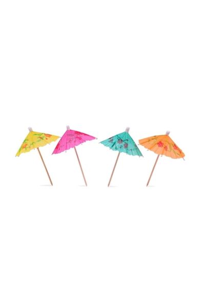 SHOPIENS Set of 18 Shopiens® bamboo party toothpicks, umbrella-shaped, in different colors, in