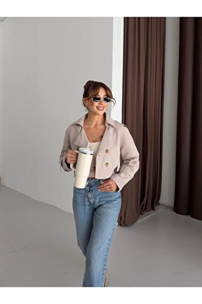 Miss معطف قصير فاخر ذو ياقة مزدوجة