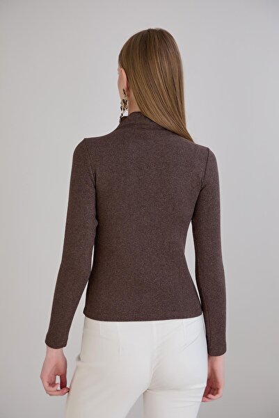 Sortie Turtleneck Glitter Knit Blouse