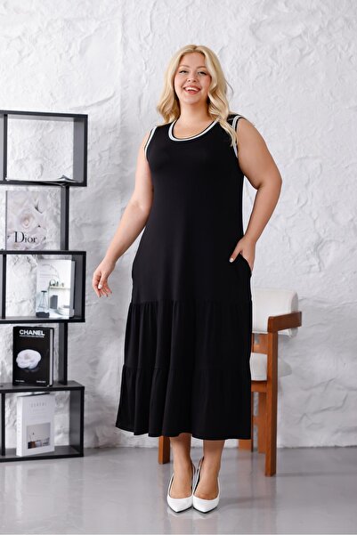 Siyezen Plus Size Pleated Pocket Dress