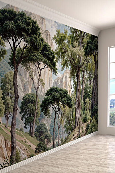 dreamwall Dağ Manzarası ve Çam Ağaçları Tek Parça Duvar Kağıdı