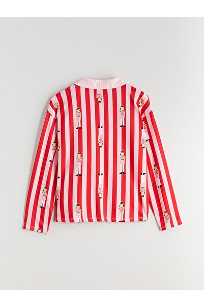 LC Waikiki Σετ γυναικεία πιτζάμα με στάμπα με γιακά πουκάμισο (W5)