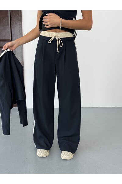 NOA LİNE Women's High Waist Stripe Detailed Trousers