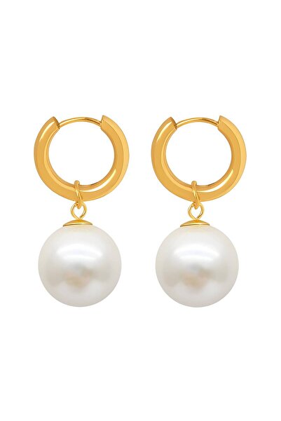 Inovius - Celeste Pearl Earrings, 18K Gold Plated Steel - 87736-0
