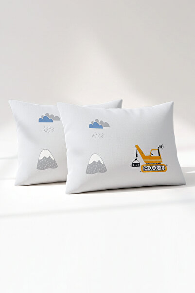 Kanz Ranforce %100 Pamuk Bebek Yastık Kılıfı 2'li Set 35x45 cm - Digger Cars B