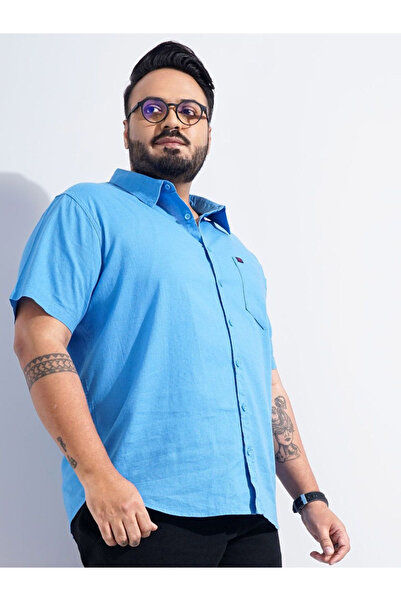 HardSoda By Styli Plus Men Blue Regular Fit Casual Shirt