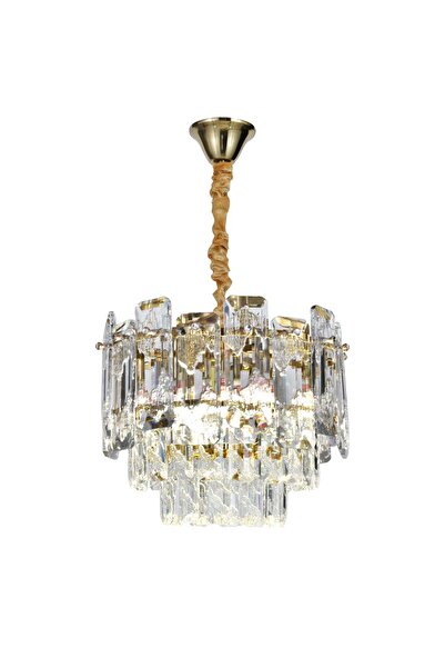 RFAN Chandelier, Model 5861/300, Crystal Texture, Metal, 4 X E14, Gold