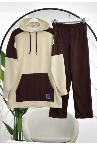 YEDİLALE Hooded Kangaroo Pocket Combed Cotton Double Tracksuit Set [Sweatshirt and Pants Included in the Price]