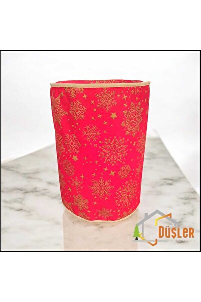 DÜŞLER EV TEKSTİLİ Snowy Kırmızı Yeniyıl Yaldızlı Kar Tanesi Desenli Damacana Kılıfı Sebil Koruma Saklama Örtüsü