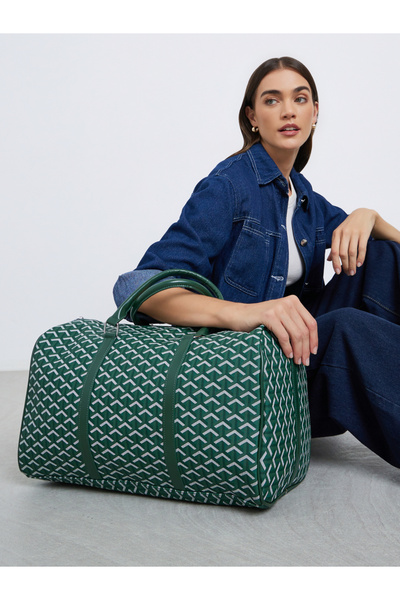 Take Two By Styli Green Pattern Gym Duffel Bag