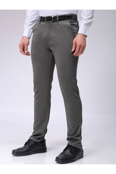 The Indian Garage Co By Styli Men Charcoal Slim Fit Textured Knit Trousers