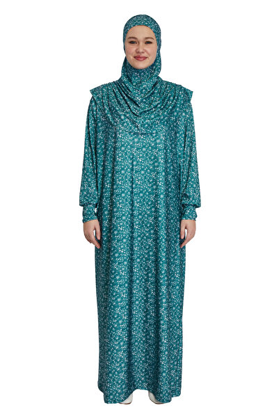 TRModam Floral Pattern One-Piece Hijab Prayer Dress – Self-Covering, Practical, Four Seasons Use