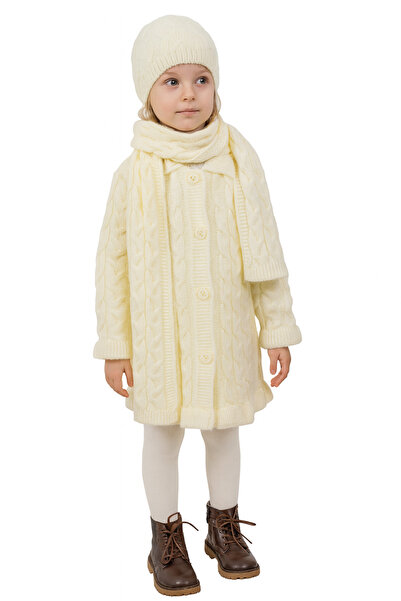 Minora Tricotaj pentru fete, cardigan, eșarfă, beretă, set de 3 piese Bone