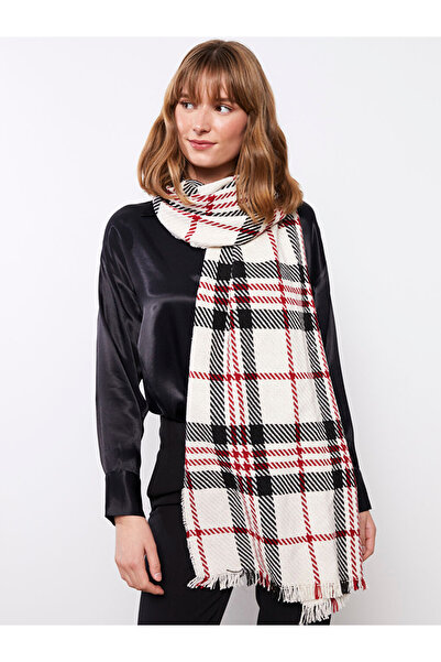 LC Waikiki Lcw Accessoriesred Plaid Patterned Women's Scarf