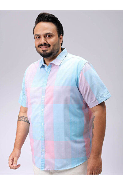 HardSoda By Styli Plus Men Blue Regular Fit Checkered Casual Shirt