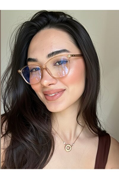 funeyes نظارات إيلانور كات آي ذات اللون البني الفاتح الشفاف والمرونة ذات الزوايا المائلة والحماية من الضوء الأزرق