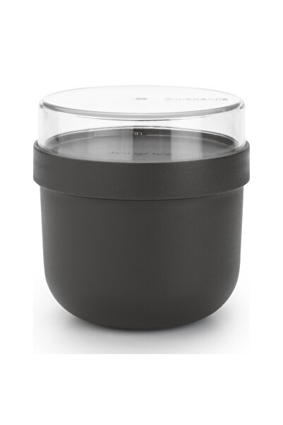 Brabantia Make&Take Breakfast Bowl 1006296, 500+180 ml, Screw Cap, BPA Free, Dark Grey