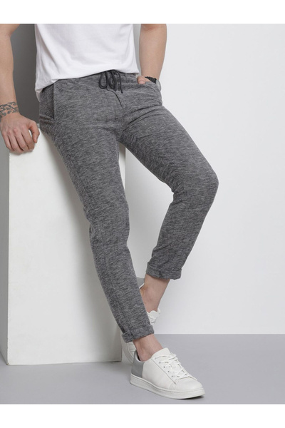 The Indian Garage Co By Styli Men Black Slim Fit Melange Joggers