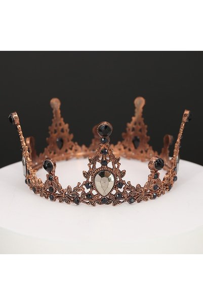 OEM Coroană barocă din cupru cu pietre negre, VERSAMAG – decorațiune pentru tort și aranjament, 6 x 12,5