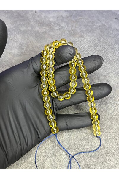 Mos Tespih Mărgele de sticlă galbenă, piatră naturală (un set are 50 de mărgele)