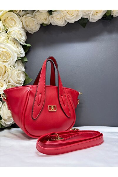 Mimoza Çanta حقيبة يد وكتف صغيرة أنيقة باللون الأحمر للنساء