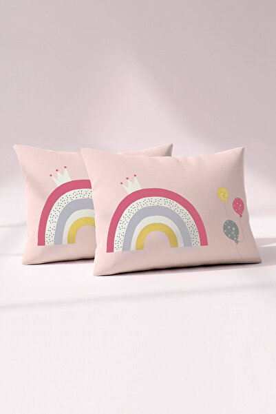 Kanz Ranforce %100 Pamuk Bebek Yastık Kılıfı 2'li Set 35x45 cm - Rainbow B
