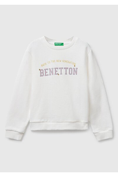 Benetton Kız Bebek Beyaz Sweatshırt