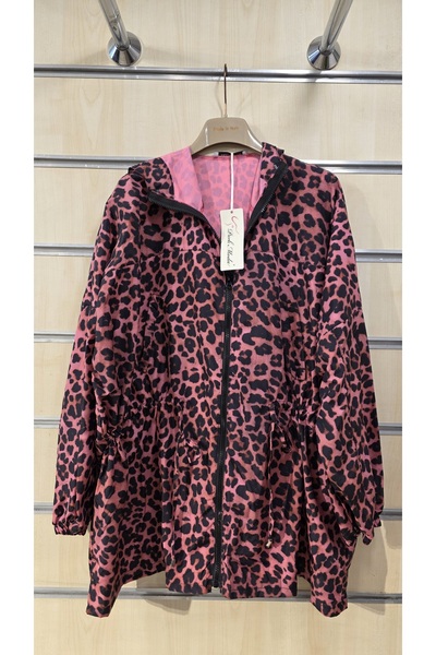 Park Moda Leopard Pattern Zippered Thin Raincoat Windbreaker