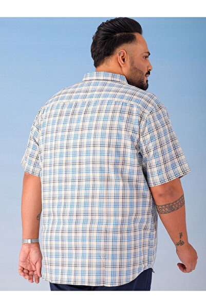 HardSoda By Styli Plus Men Blue Regular Fit Checkered Shirt